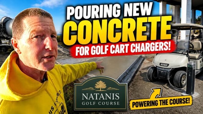 Pouring New Concrete for Golf Cart Chargers at Natanis